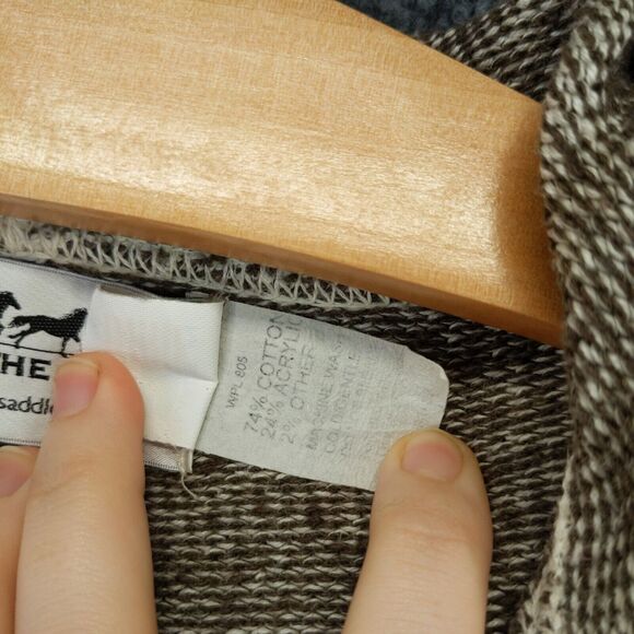 Back in the Saddle Cardigan Sweater Womens Size L Button Front Hooded Made USA - Picture 13 of 13